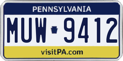 PA license plate MUW9412