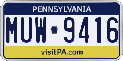 PA license plate MUW9416