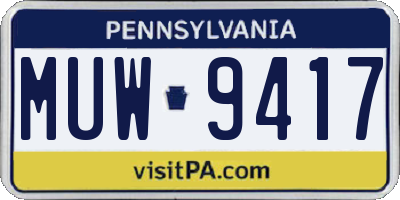 PA license plate MUW9417