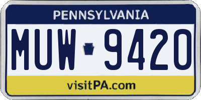 PA license plate MUW9420