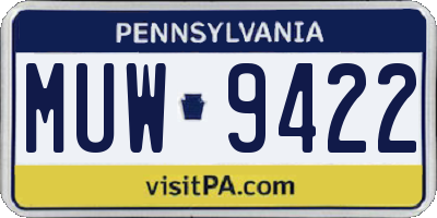 PA license plate MUW9422