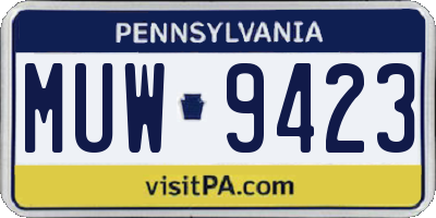 PA license plate MUW9423