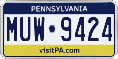 PA license plate MUW9424