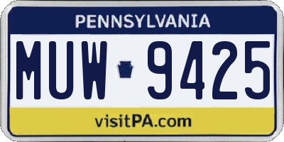 PA license plate MUW9425