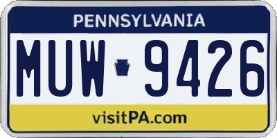 PA license plate MUW9426