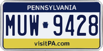 PA license plate MUW9428