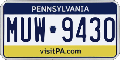 PA license plate MUW9430