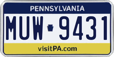 PA license plate MUW9431