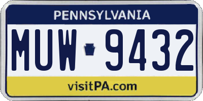 PA license plate MUW9432