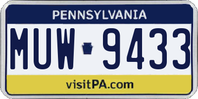 PA license plate MUW9433