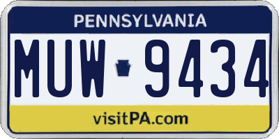 PA license plate MUW9434