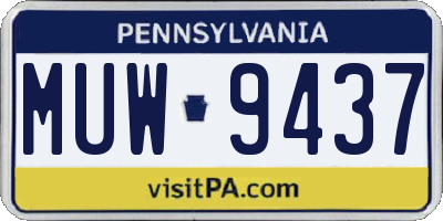 PA license plate MUW9437
