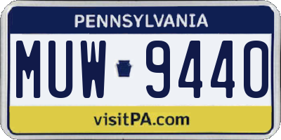 PA license plate MUW9440