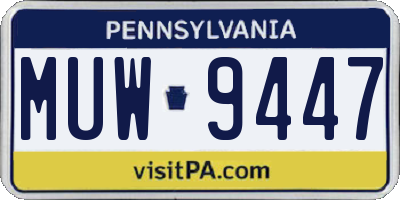 PA license plate MUW9447