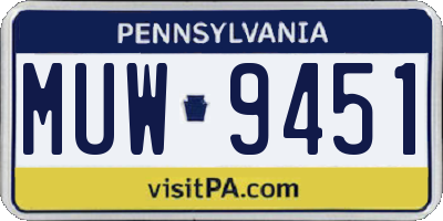 PA license plate MUW9451