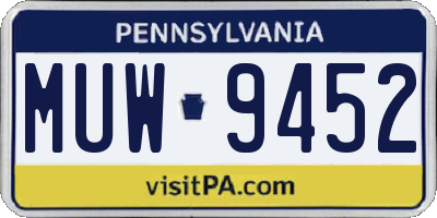 PA license plate MUW9452