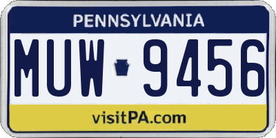 PA license plate MUW9456