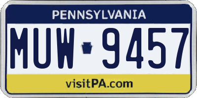 PA license plate MUW9457