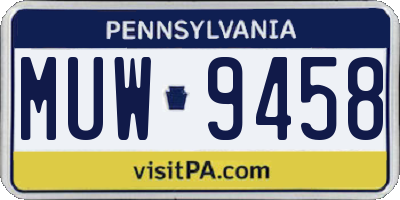 PA license plate MUW9458