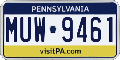 PA license plate MUW9461