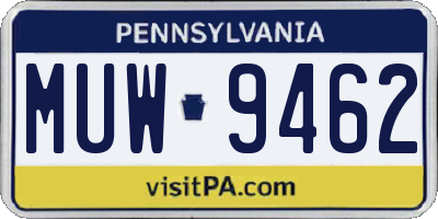 PA license plate MUW9462