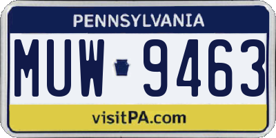 PA license plate MUW9463