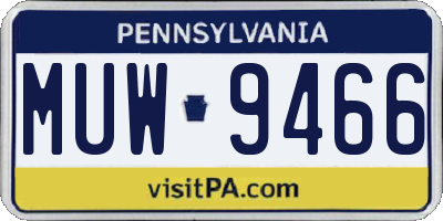 PA license plate MUW9466