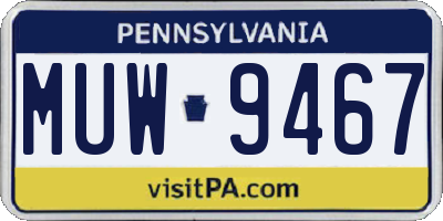 PA license plate MUW9467