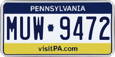 PA license plate MUW9472