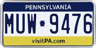 PA license plate MUW9476