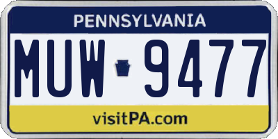 PA license plate MUW9477