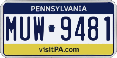 PA license plate MUW9481