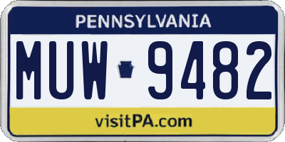 PA license plate MUW9482