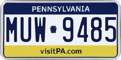 PA license plate MUW9485