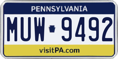 PA license plate MUW9492