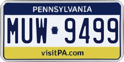 PA license plate MUW9499