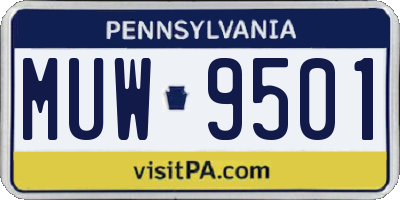 PA license plate MUW9501