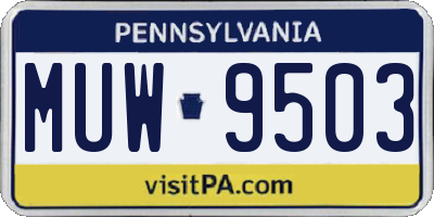 PA license plate MUW9503