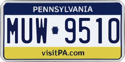 PA license plate MUW9510