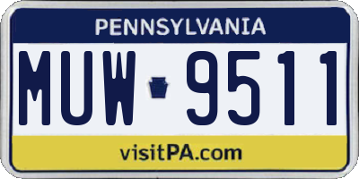 PA license plate MUW9511
