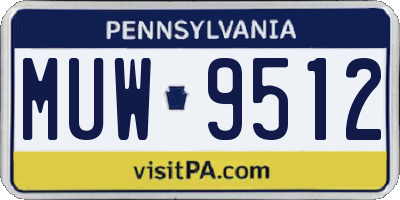 PA license plate MUW9512