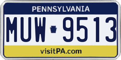 PA license plate MUW9513