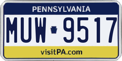 PA license plate MUW9517