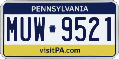 PA license plate MUW9521