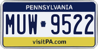 PA license plate MUW9522
