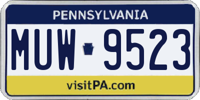 PA license plate MUW9523