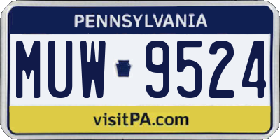 PA license plate MUW9524