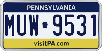 PA license plate MUW9531