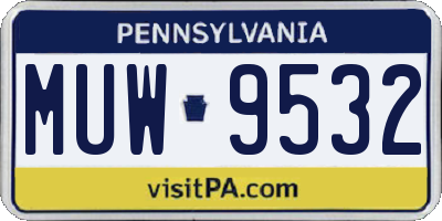 PA license plate MUW9532