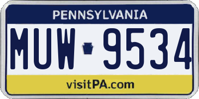 PA license plate MUW9534